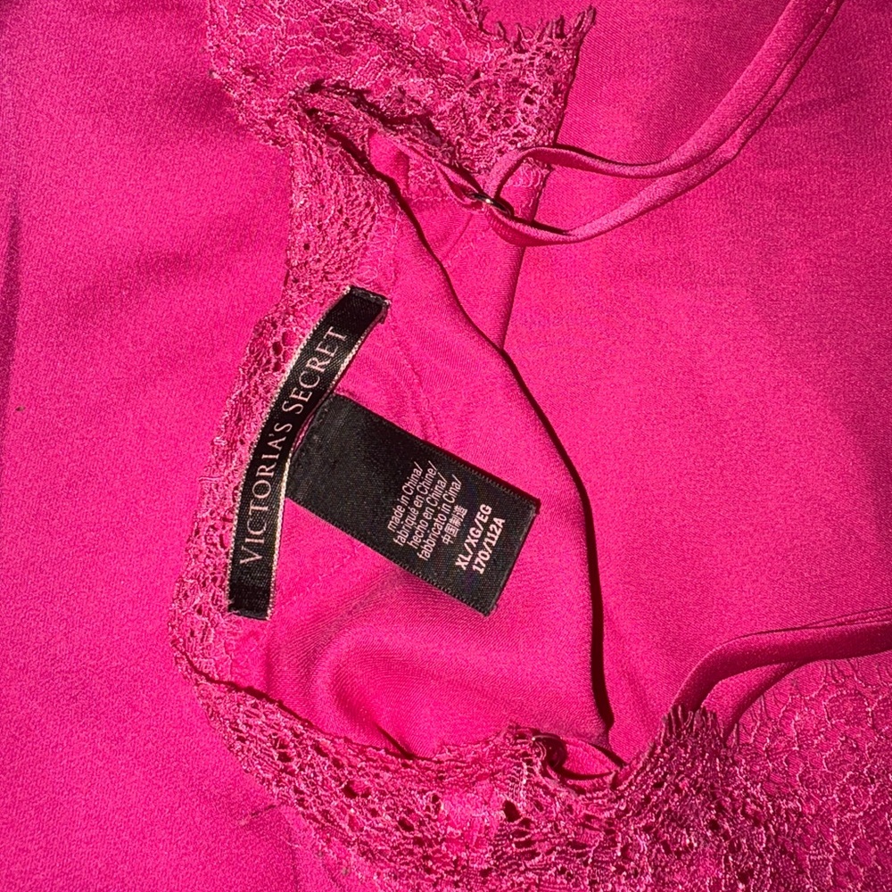 Victoria's Secret Fuchsia Lace Trim satin pj set - Picture 2 of 3